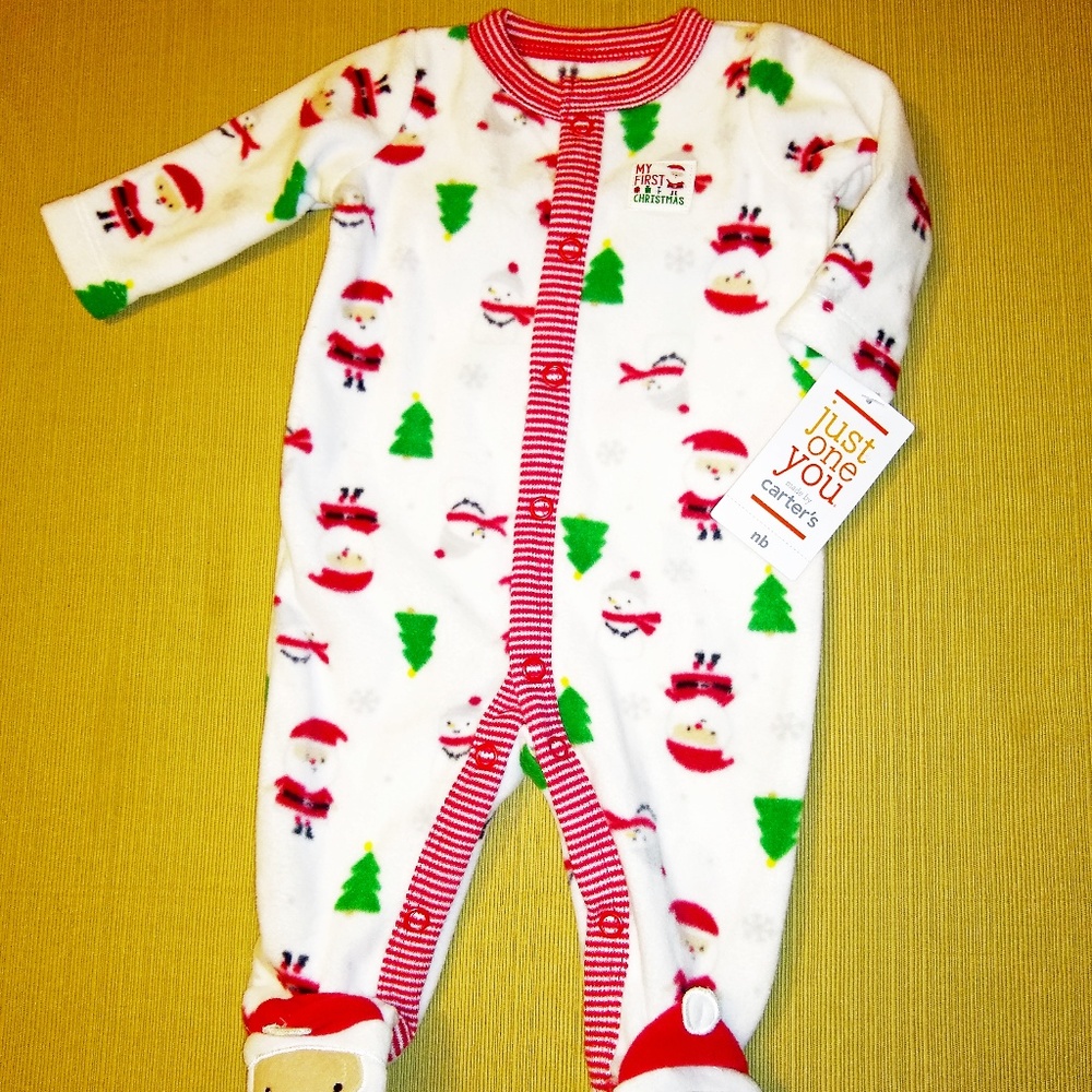 NWT Newborn "My First Christmas" Footed Onesie